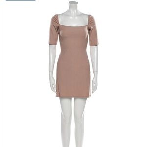 Reformation neutral knit square neckline mini dress xs